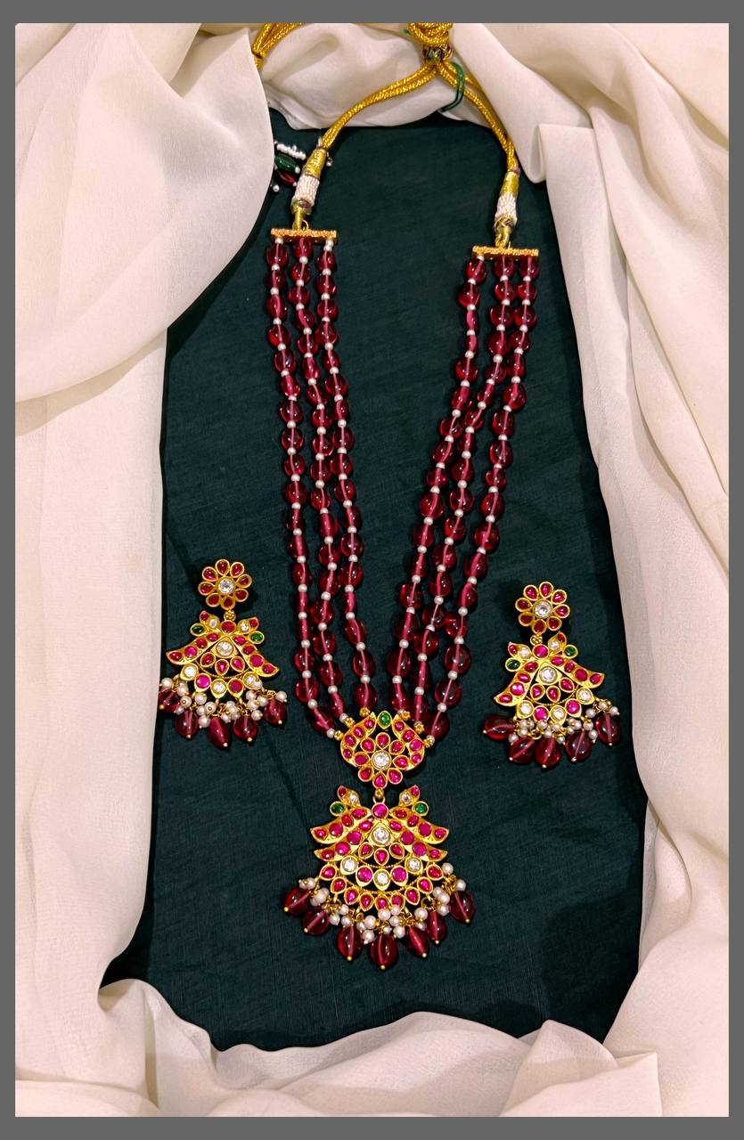 Ruby Pearl Haram With Kundan Pendant - PB00312