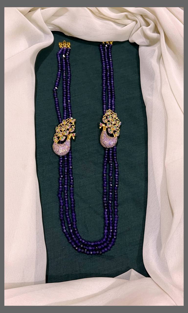 Beautiful Pearl Haram With Side Peacock Pendant - PB00315