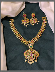 Kerala Design Antique Necklace in Nakshi - NN00583