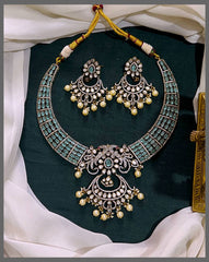 Rich Beautiful White Stone Peacock Necklace in Victorian - VN00163