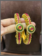 Rich Ruby Stone with Multi Colour Bangles in Kundan - BG00216