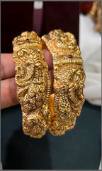 Antique Peacock Bangles in Kundan - BG00244