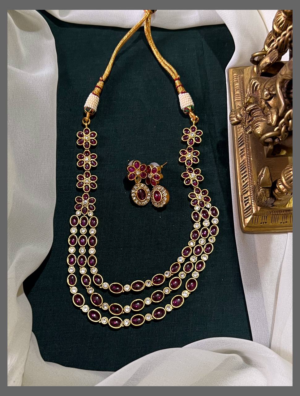 3 Layer Stone Nakshi Necklace - NN00741