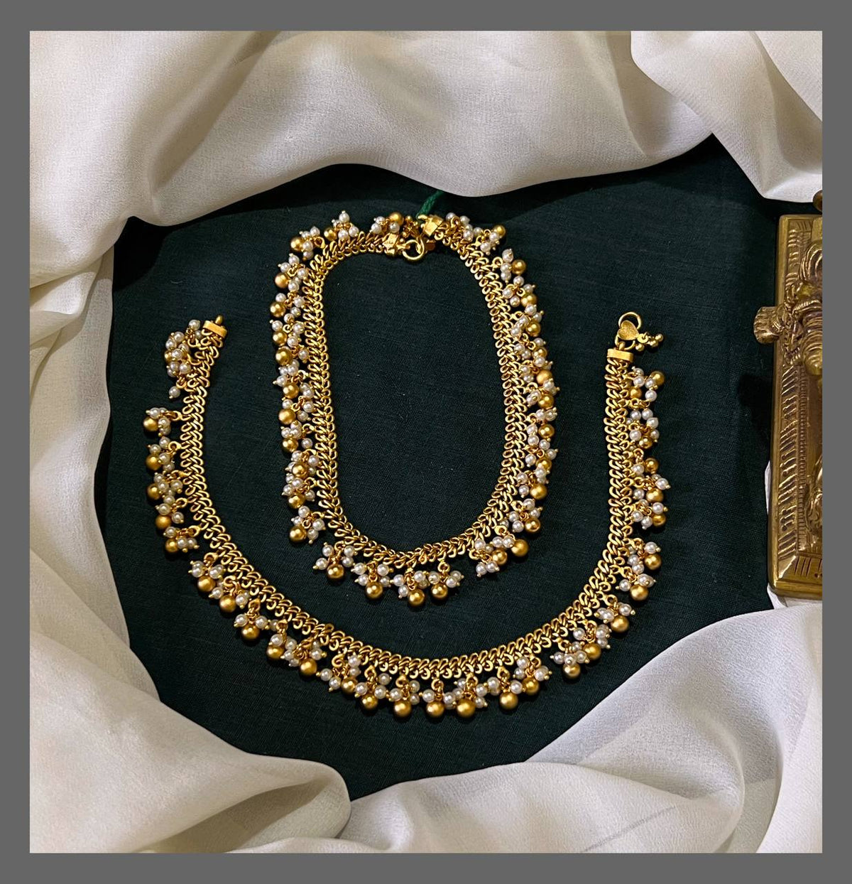 White and Gold  Pearl Payal in Kundan - PY0011