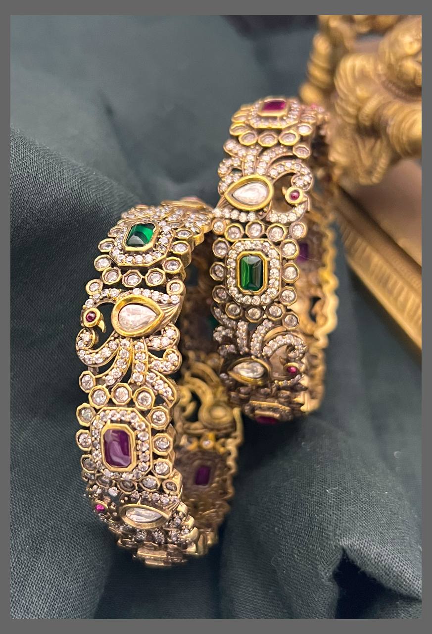Beautiful Stone Peacock Victorian Bangles - BG00384