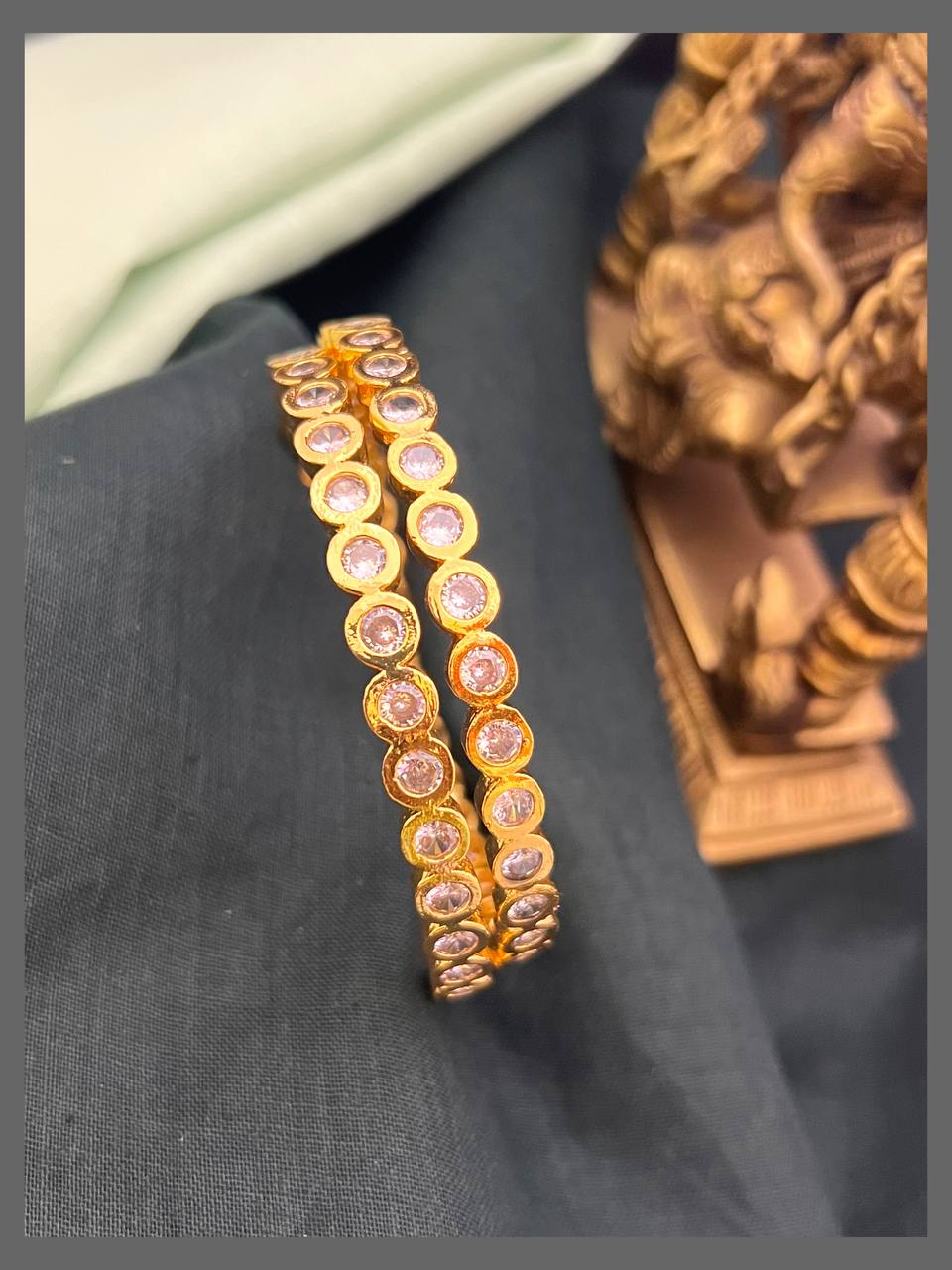 Beautiful White Stone Bangles - BG00388