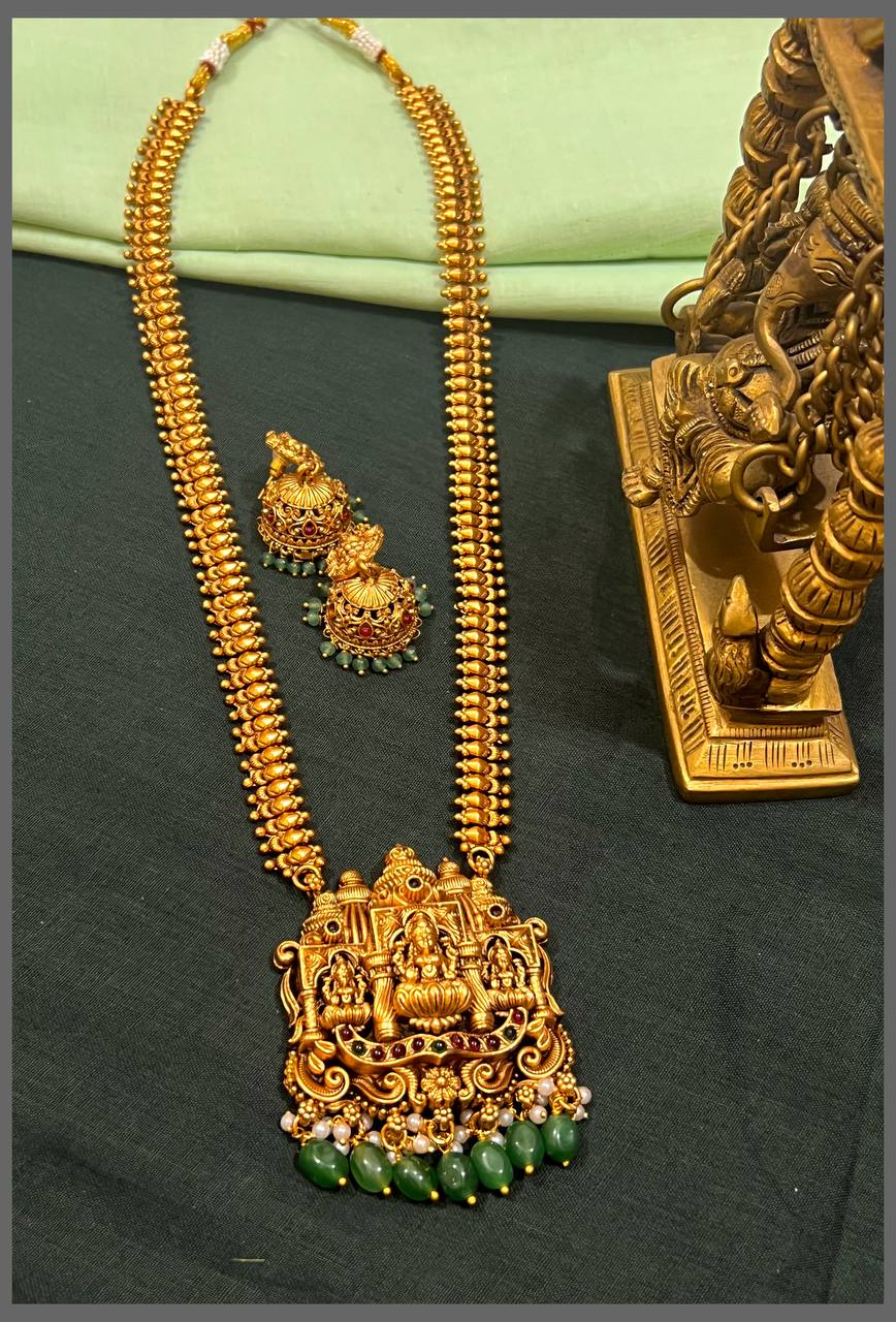 Kerala Design Haram with Lakshmi Pendant in Nakshi - NH00385