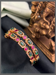 Rich Antique Ruby and Emerald Bangles in Kundan - BG00463
