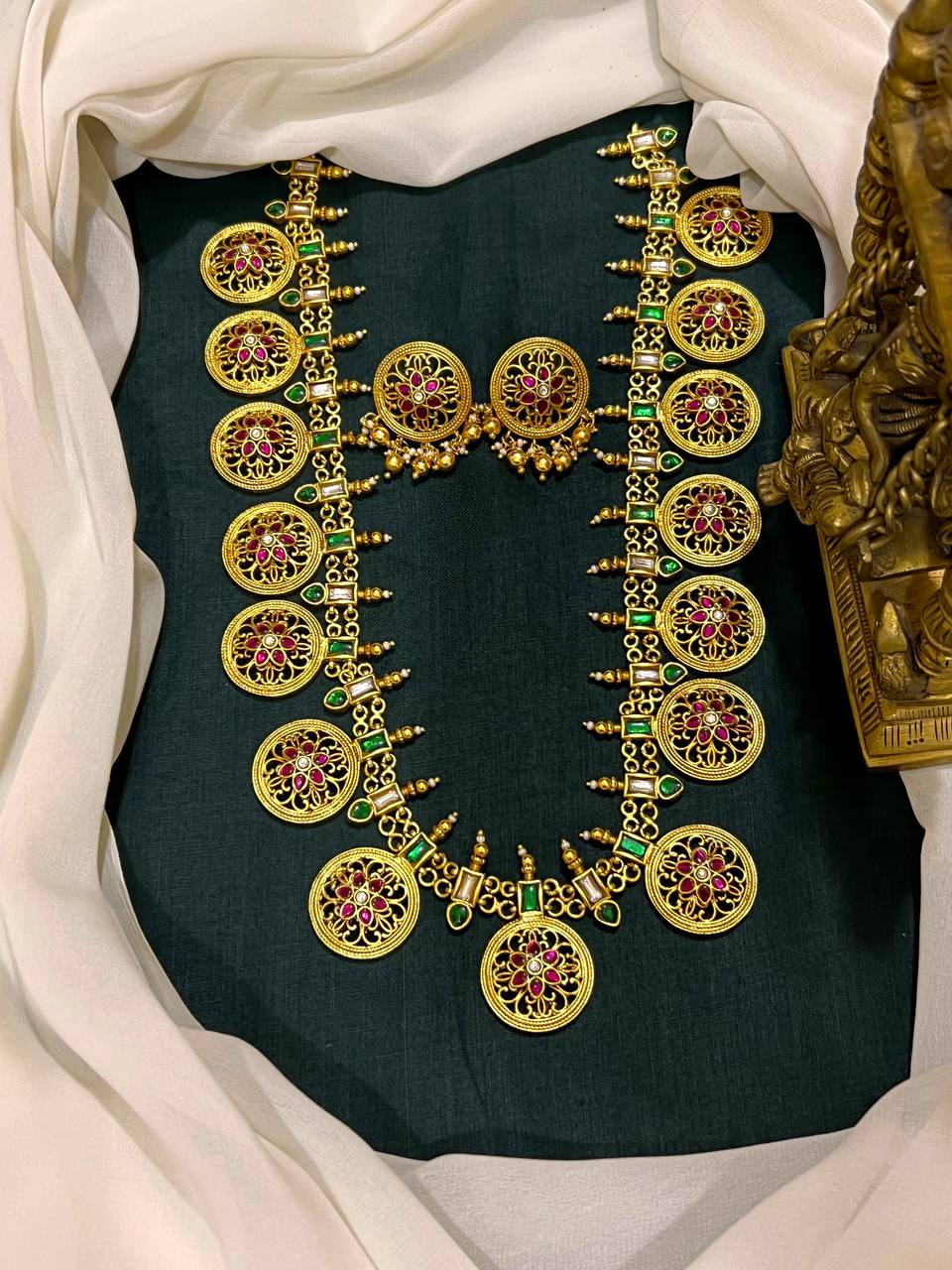 Flower Pattern Bottu Haram In Jadau - KH0021