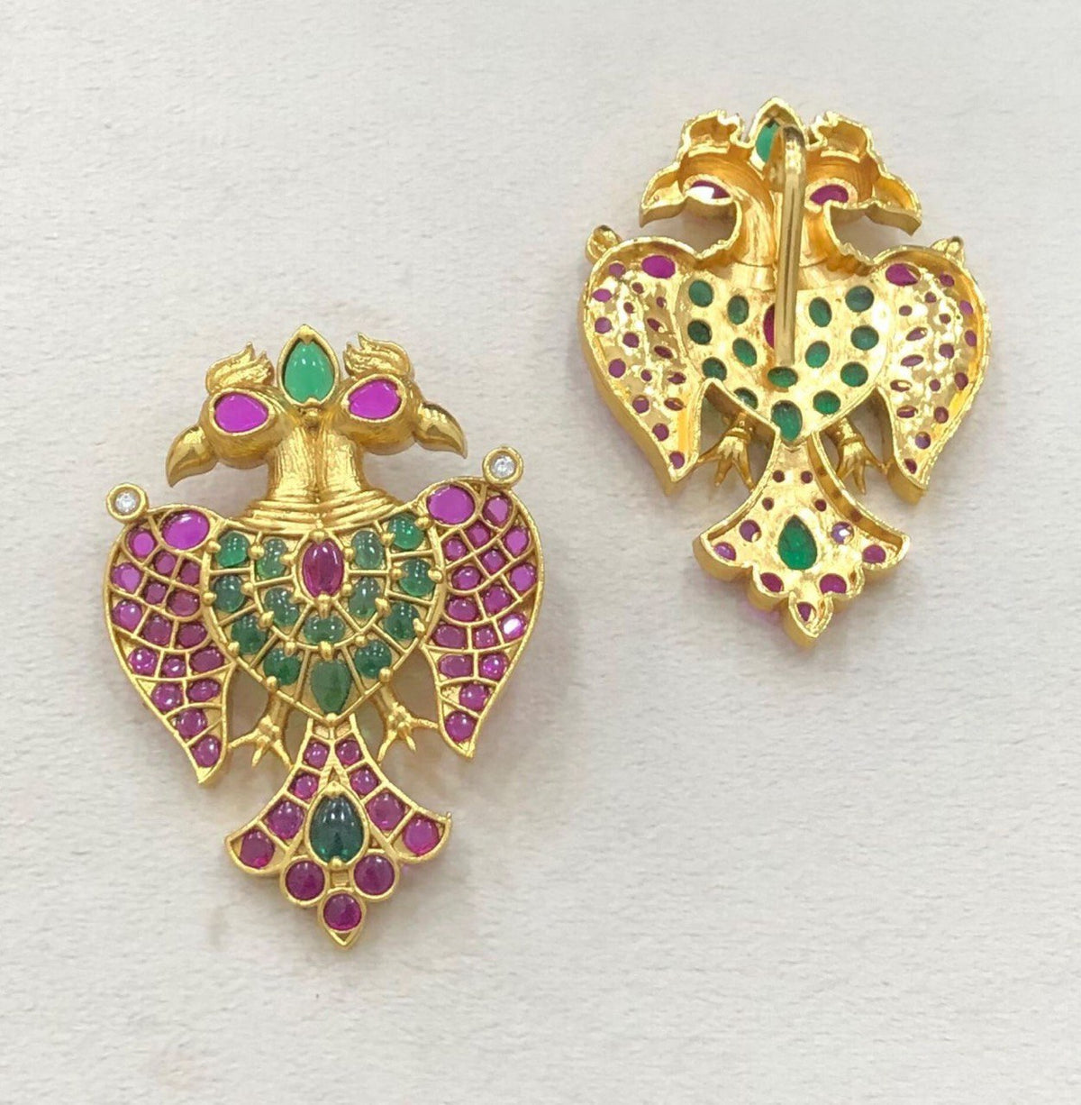 Kempu Gandaberunda Pendant With Back Hook - NP00103