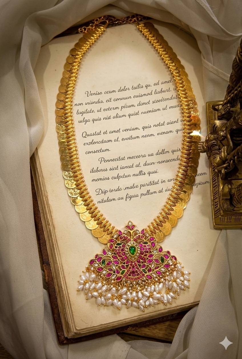Jadau Pendant With Rice Pearls Kaasu Haram - KH00372