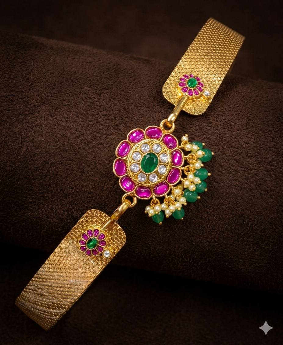 Flower Pattern Pota Stone Waist Belt - WB0034