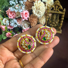 Jadau Peacocok Studs With Back Screw - KE00590
