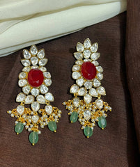 Designer White Mozonite Earrings - KE00435