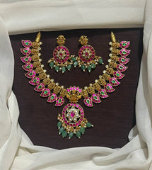 Jadau Mango Necklace with Lakshmi pendant  -KN00203