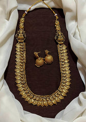 Antique Finish Laksmi Kaasu Haram With Jhumkis - NH00223
