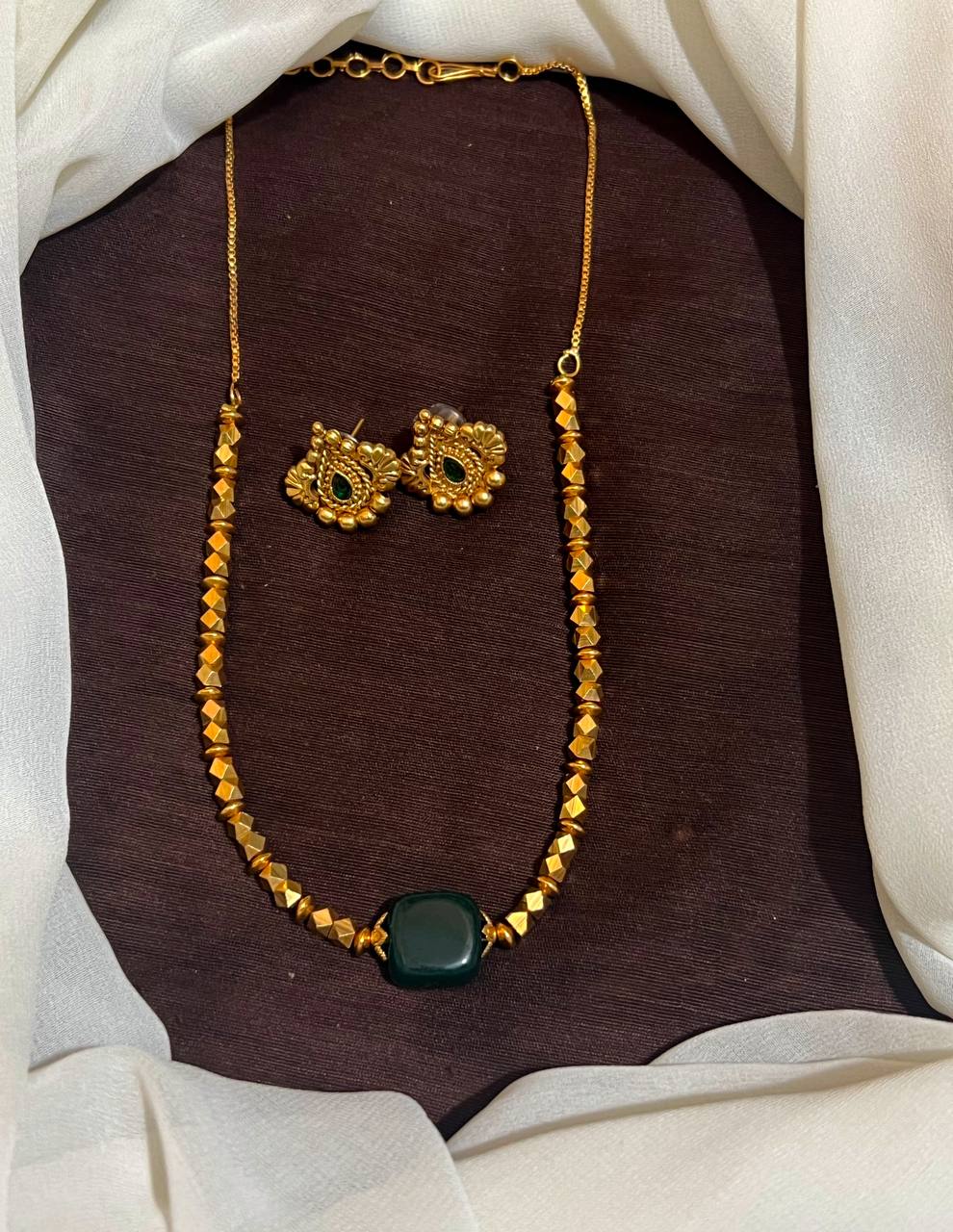 Antique Cute Simple Necklace With Colored Beads and Earring - NN00975