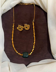 Antique Cute Simple Necklace With Colored Beads and Earring - NN00975