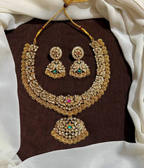 Pota Stone Antique Necklace With Earrings - NN001004