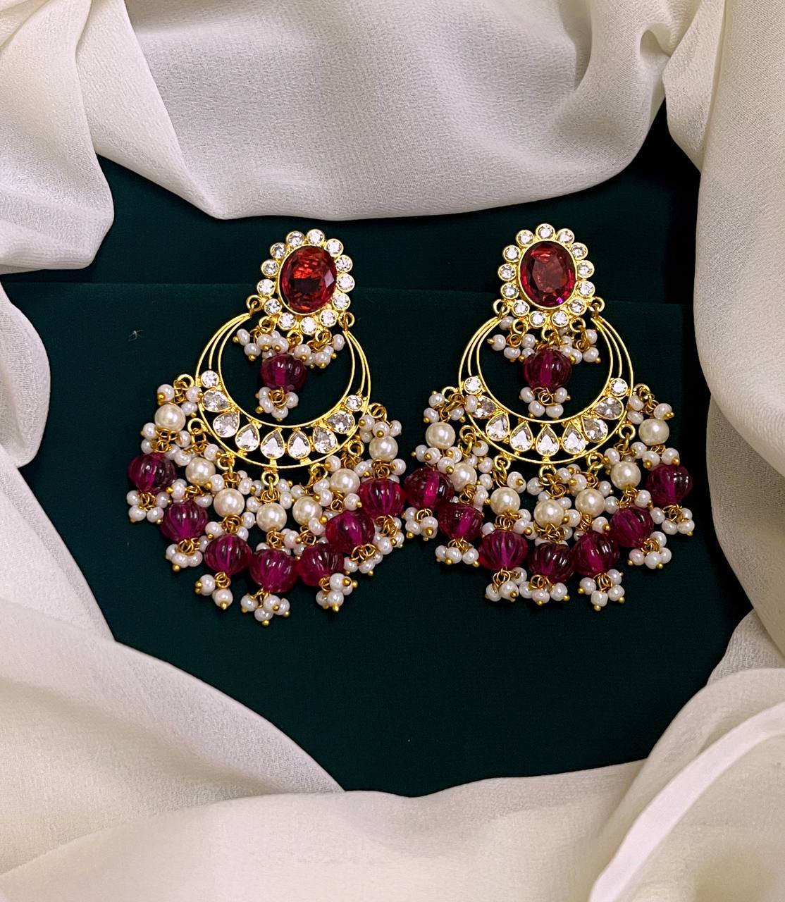 Pink Chand Bali Kundan - KE0052