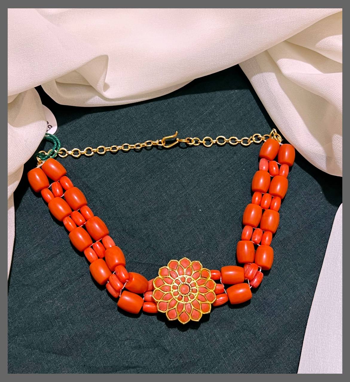 Coral Chokar with Coral Pendant - PB00303