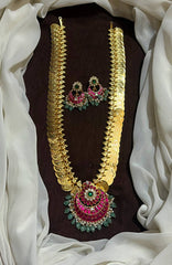 Panchaloham Kaasu Long Haram With Detachable Jadau Pendant - KH00343