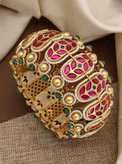 Jadau Grand Openable Gold Replica Bangle - BG00639