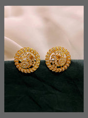 Peacock with White Stud Earring in Nakshi - NE00550