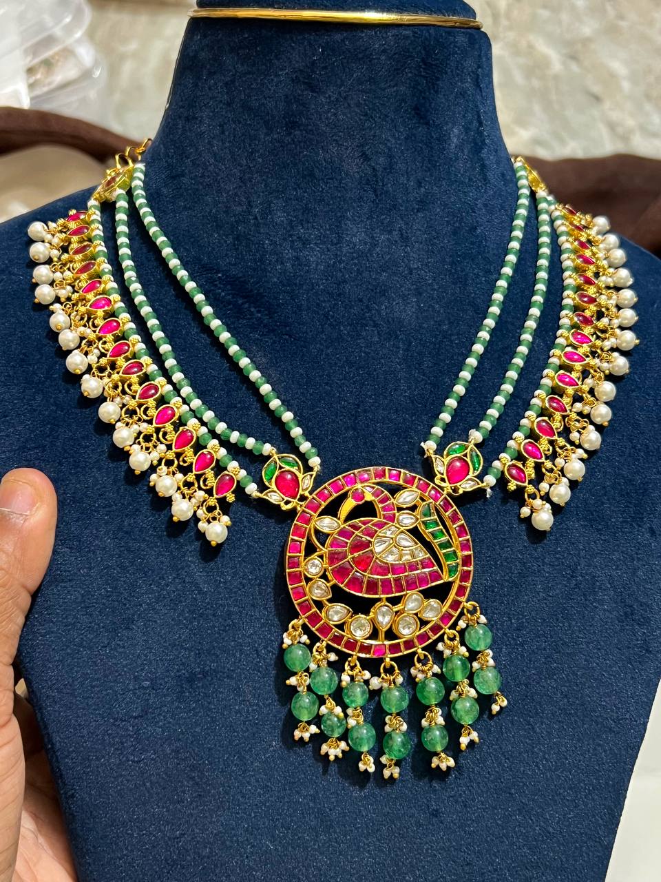 Jadau Layer Chain With Peacock Pendant - PB00611