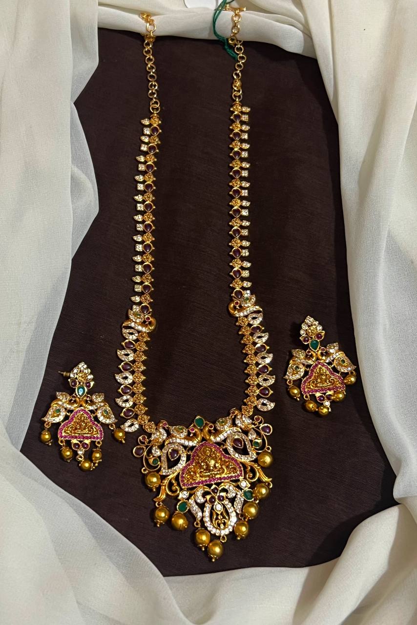 Antique Gheru Polish Mango Haram With Earrings - NH00511