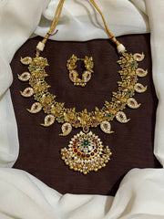 Antique Kempu Mango Necklace With Earrings - NN00981