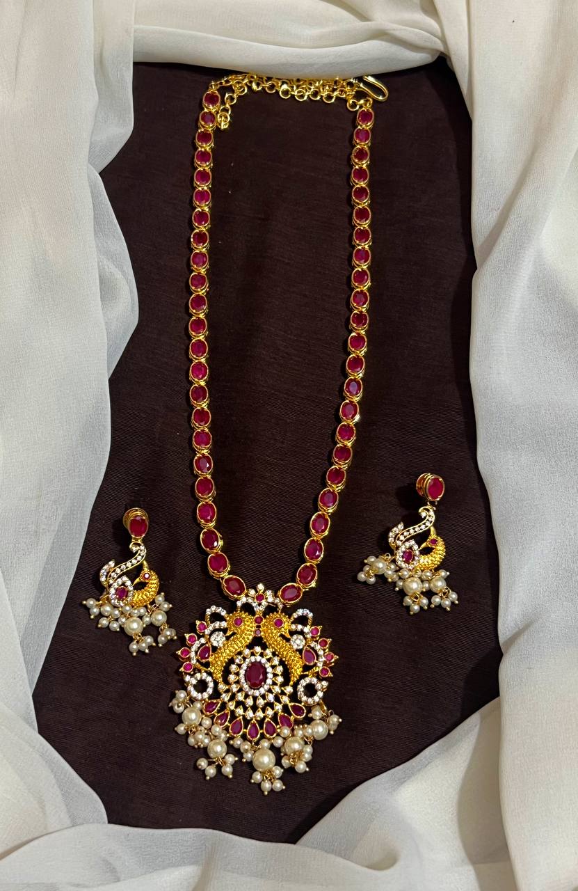 Ruby Single line Gold Polish Pendant - NH00509