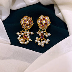 Ruby Flower Nakshi Earring -NE071