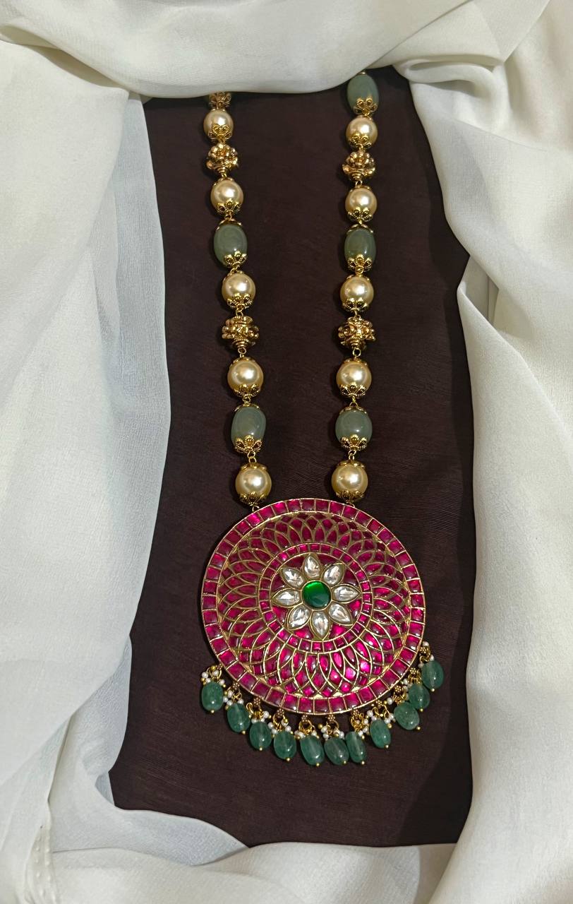 Wide Range Of  Beads Haram With Jadau Pendants - PB00613