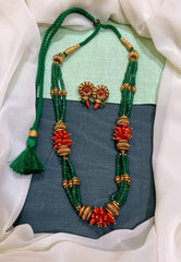 Coral Emerald in Naskhi Necklace - NN0075