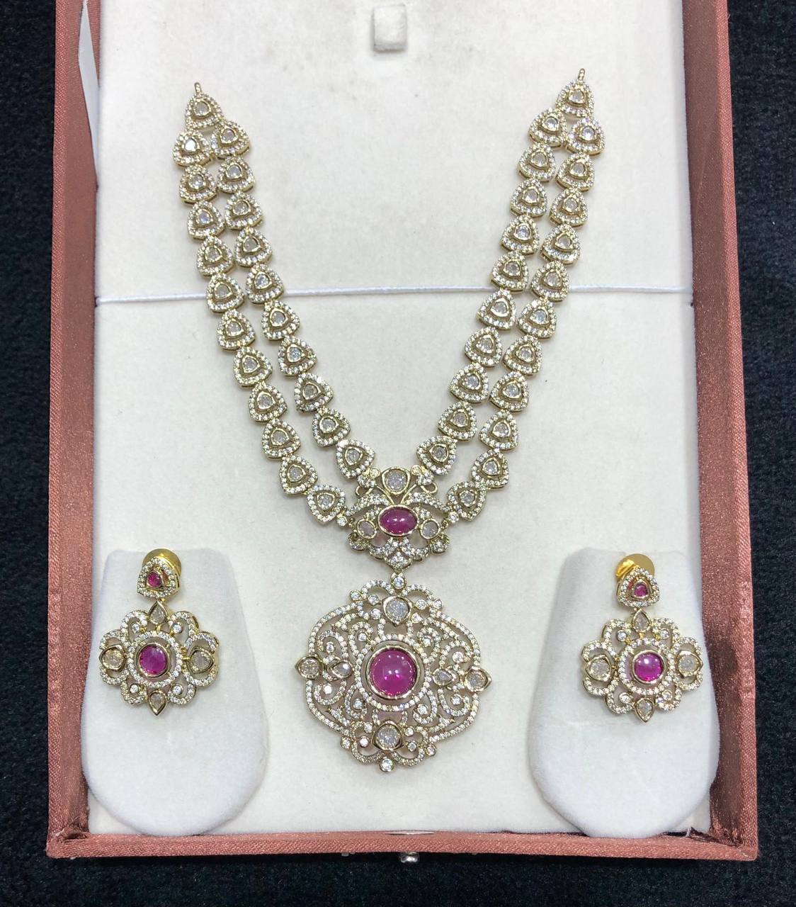 Ruby stone layered victorian set - VN0072