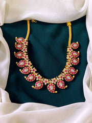 Flower pendent in Jadau Necklace - KN0069