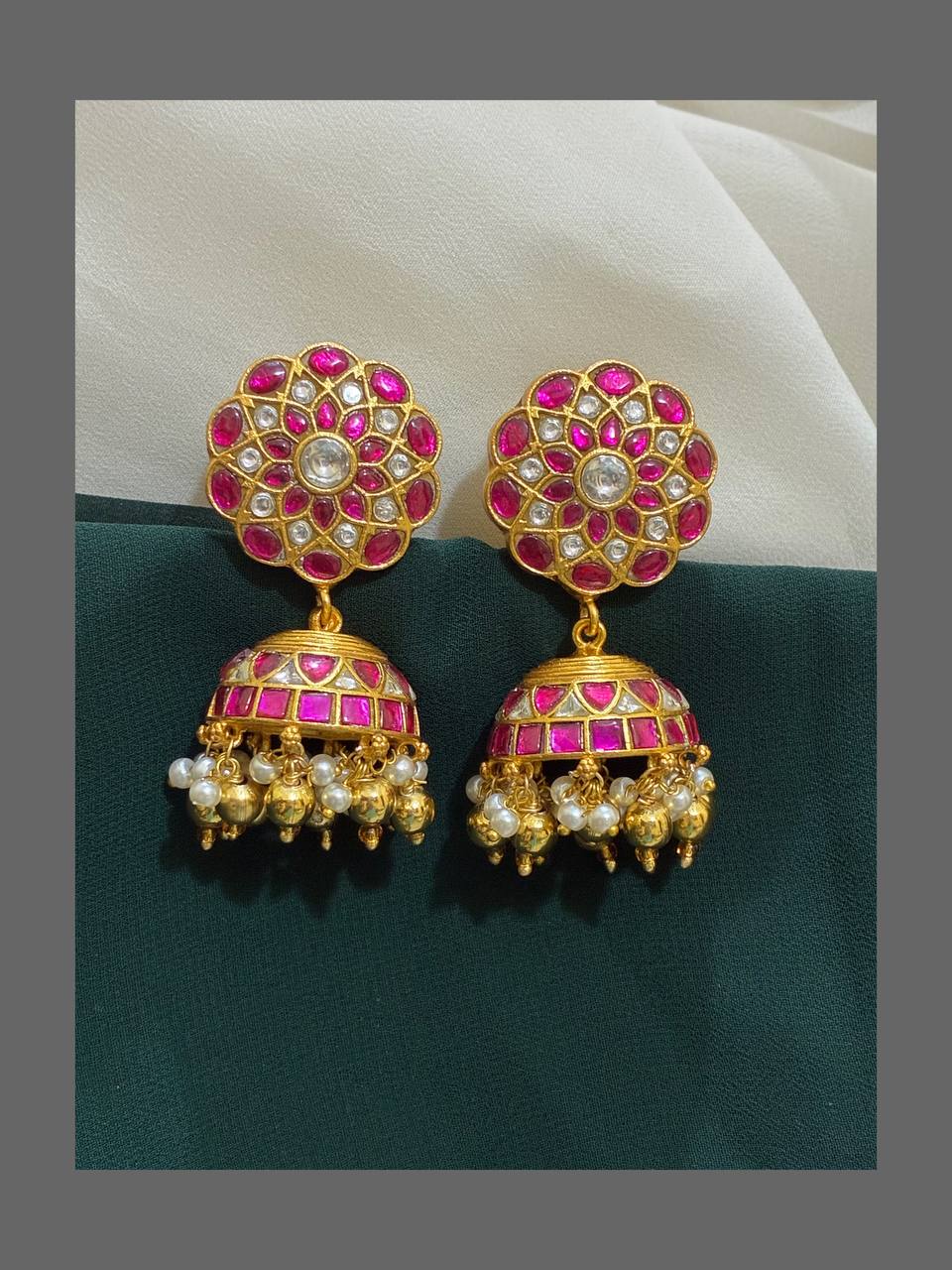 Ruby Flower Jimikki in Kundan - KE00183
