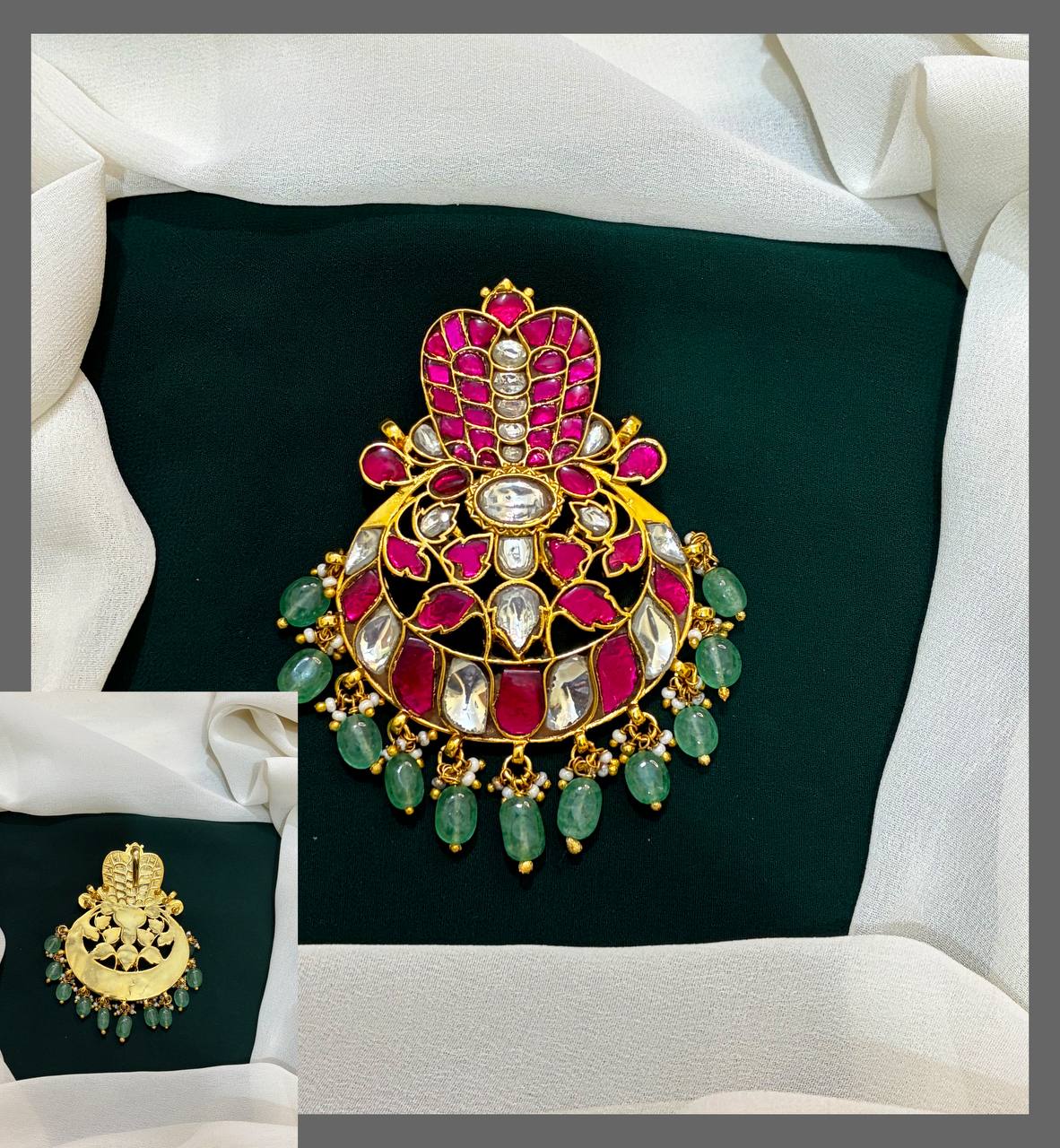 Chandbali Pattern Jadau Pendant - KP0042