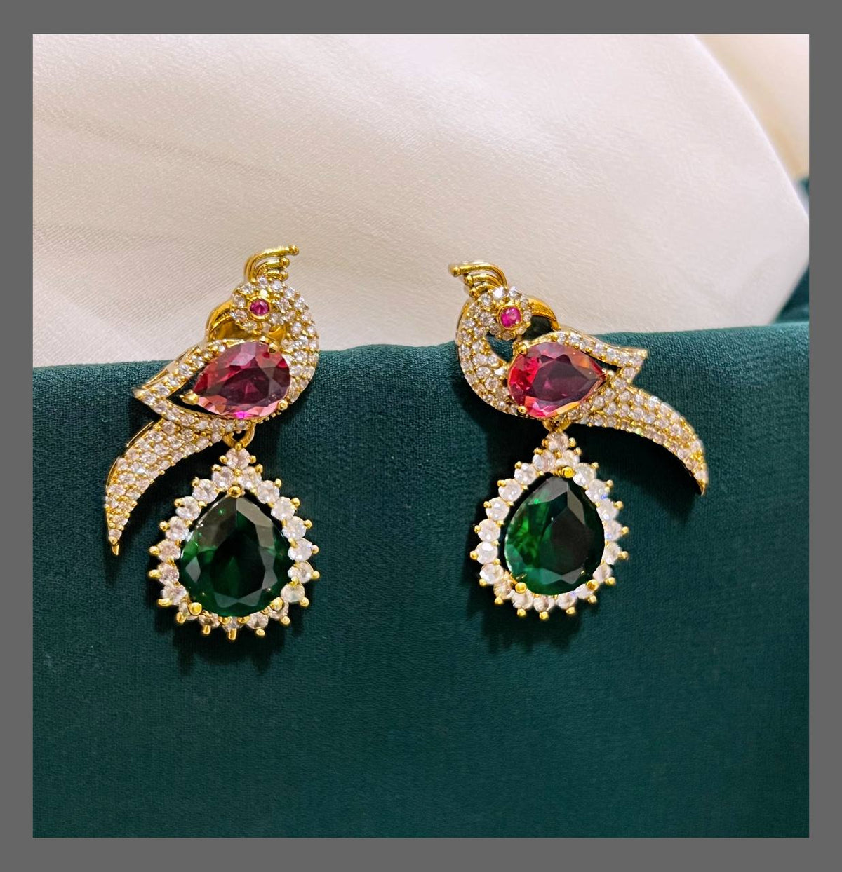 Beautiful White Stone Peacock Stud Earring In Victorian - VE00121