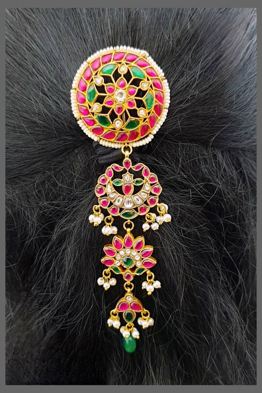 Ruby Round Shape Jadau Jada Billa - HA0075