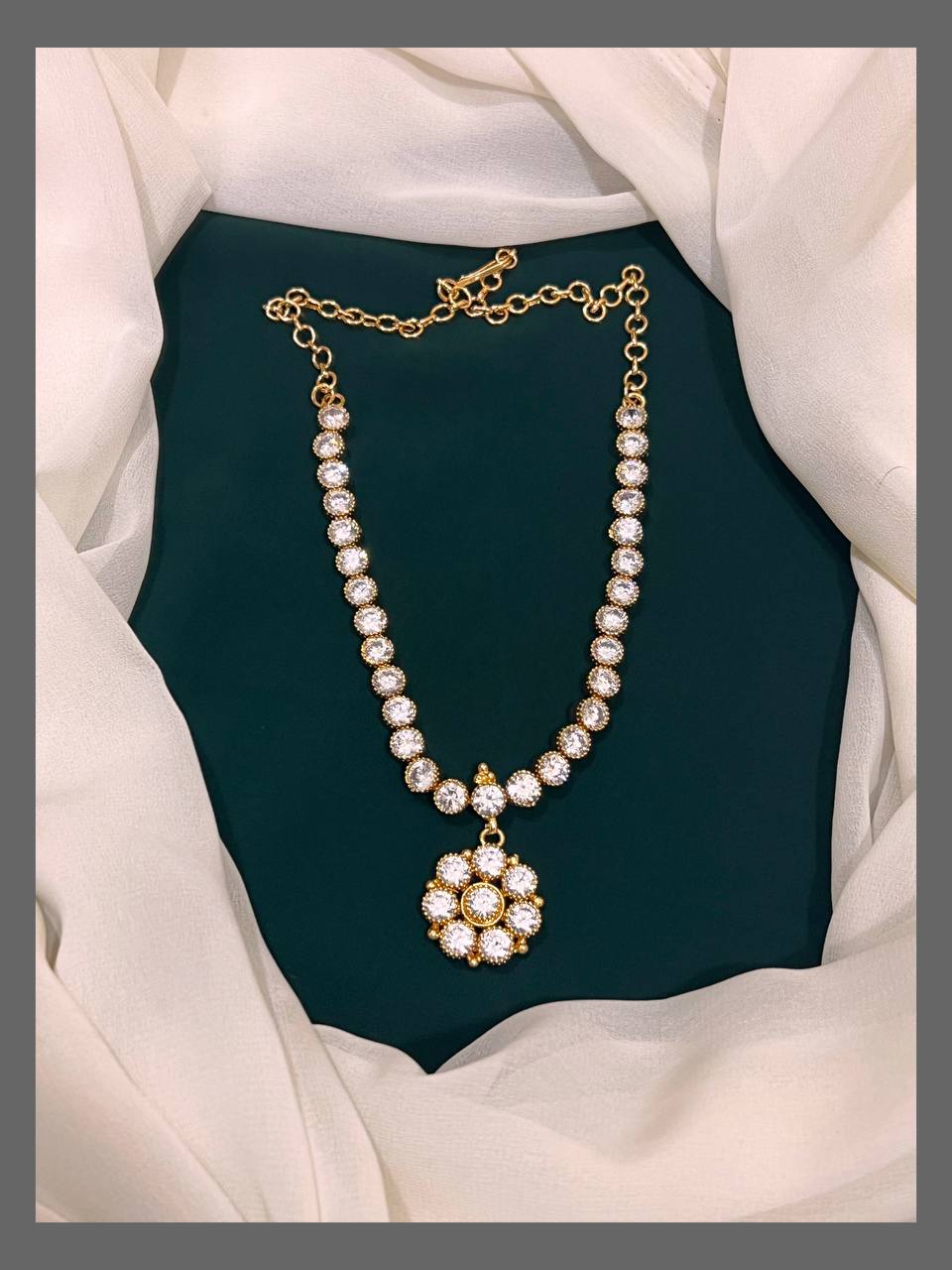 Beautiful White Stone Necklace In Nakshi - NN00288