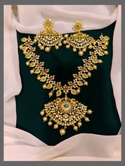 Mango Necklace With White Pearl In Nakshi - NN00297