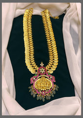Lakshmi Kasu Haram With Peacock and Lakshmi Pendent In Kundan - KH00266