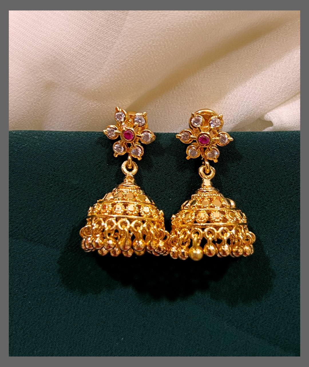 Flower Jhumki In Nakshi - NE00443