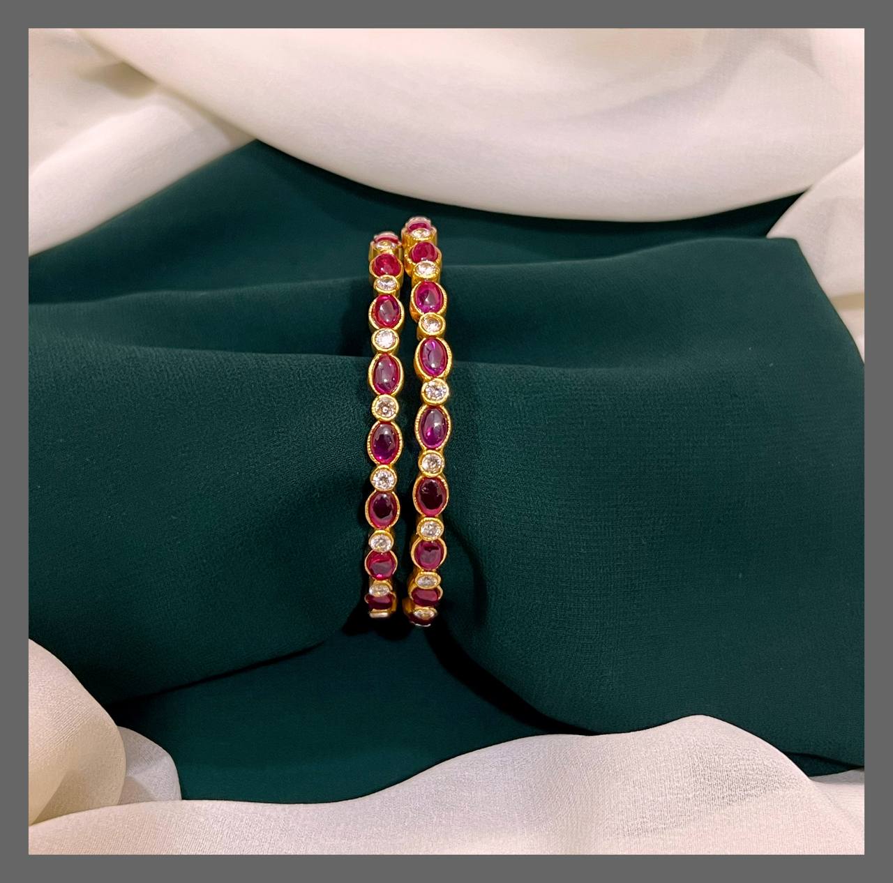 Ruby Kundan Bangles - BG00154