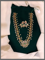 Beautiful White Pearl and White Stone Nakshi Necklace - NN00149