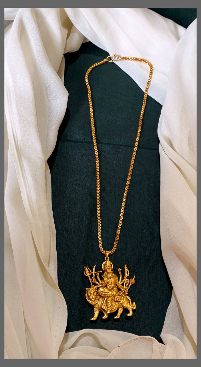 Durga Devi Pendent With Chain In Nakshi - NN00443