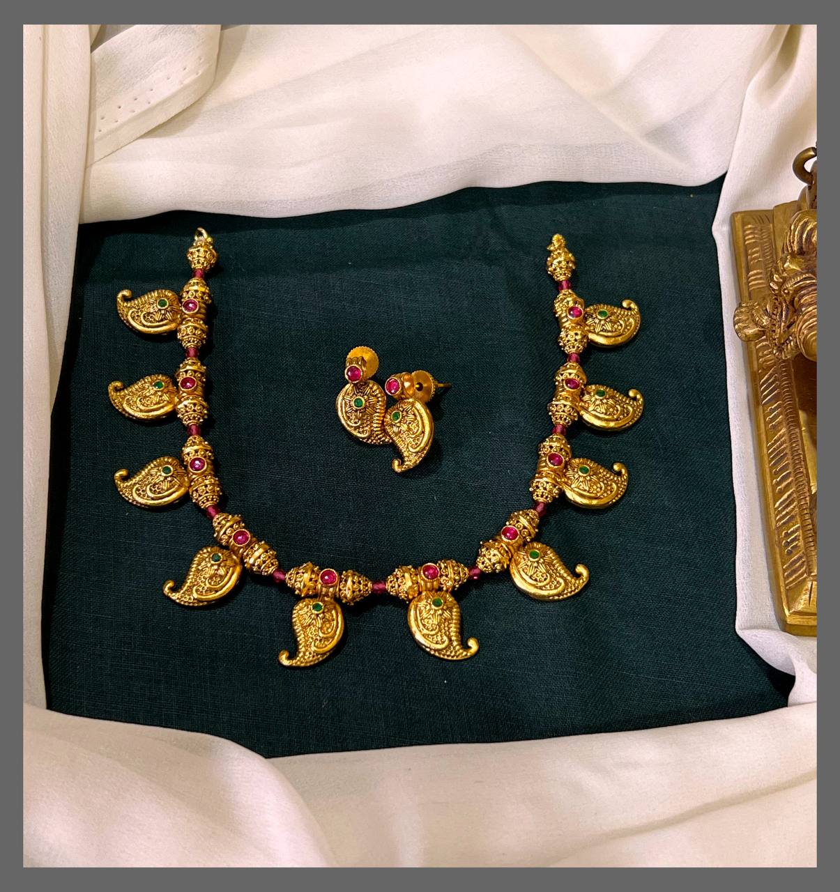 Beautiful Mango Necklace In Nakshi - NN00458