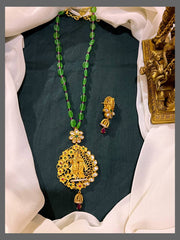 Green Pearl With Radha Krishna Pendent - PB00209